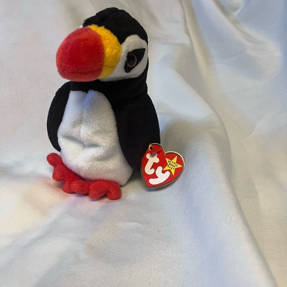 Ty Puffin Plush Toy - Black, White, and Red